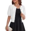 Shrug Sweaters for Women – Wool Blend Short Sleeve Button Down Cardigan Trendy Lightweight Tops Bolero Shrug(White)