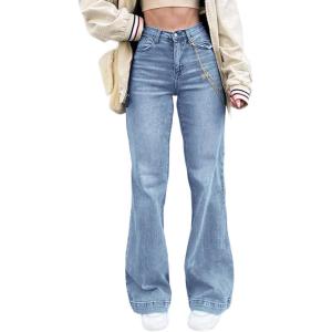 EMMIOL Women’s Flare Wide Leg Jeans Stretchy High Waisted Bell Bottom 2026 Basic Bootcut Denim Pants(B-denim Blue)