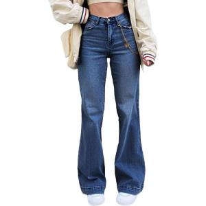 EMMIOL Women’s Flare Wide Leg Jeans Stretchy High Waisted Bell Bottom 2026 Basic Bootcut Denim Pants(B-mid Blue)