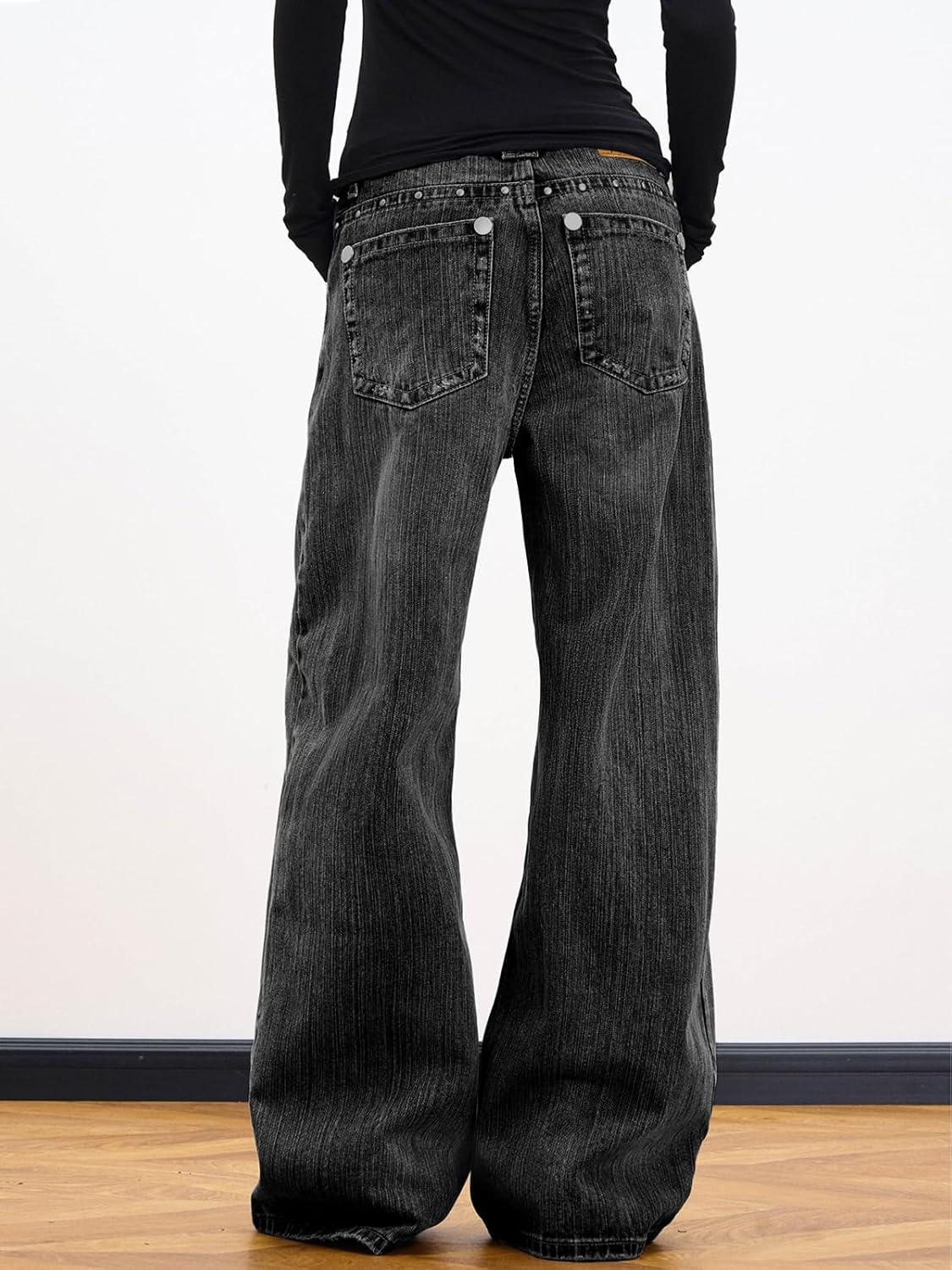 image:imageEMMIOL Women Boyfriends Hip Hop 90s Vintage Baggy Jeans Loose Denim Pants MidLow Waist JeansBb001black