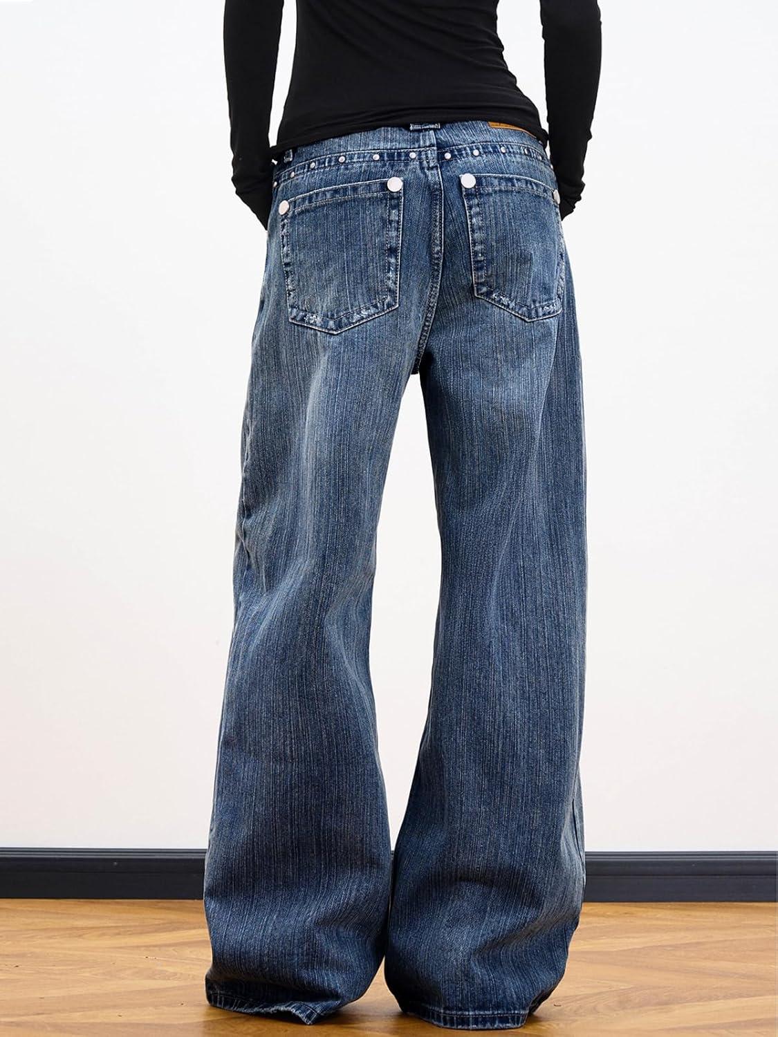 image:imageEMMIOL Women Boyfriends Hip Hop 90s Vintage Baggy Jeans Loose Denim Pants MidLow Waist JeansBb001dark Blue