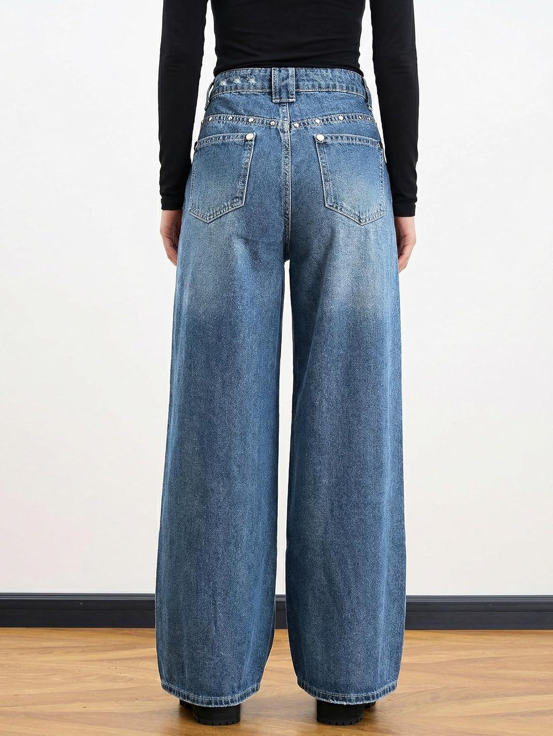image:imageEMMIOL Women Boyfriends Hip Hop 90s Vintage Baggy Jeans Loose Denim Pants MidLow Waist JeansBb002blue