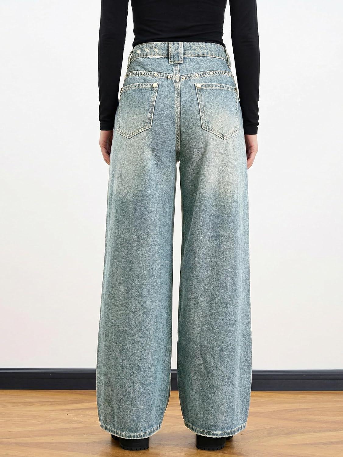 image:imageEMMIOL Women Boyfriends Hip Hop 90s Vintage Baggy Jeans Loose Denim Pants MidLow Waist JeansBb002old Blue