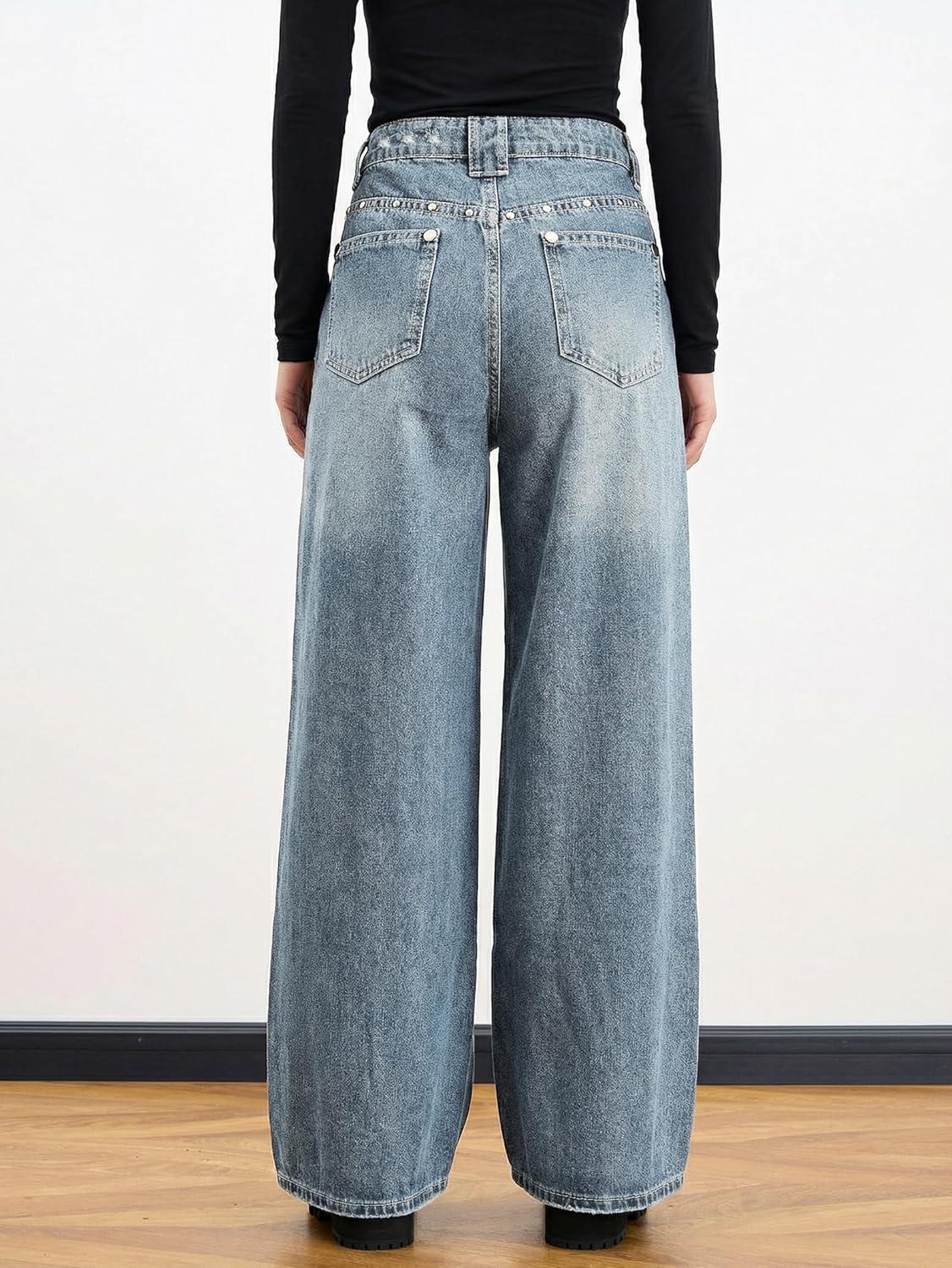 image:imageEMMIOL Women Boyfriends Hip Hop 90s Vintage Baggy Jeans Loose Denim Pants MidLow Waist JeansBb002sky Blue