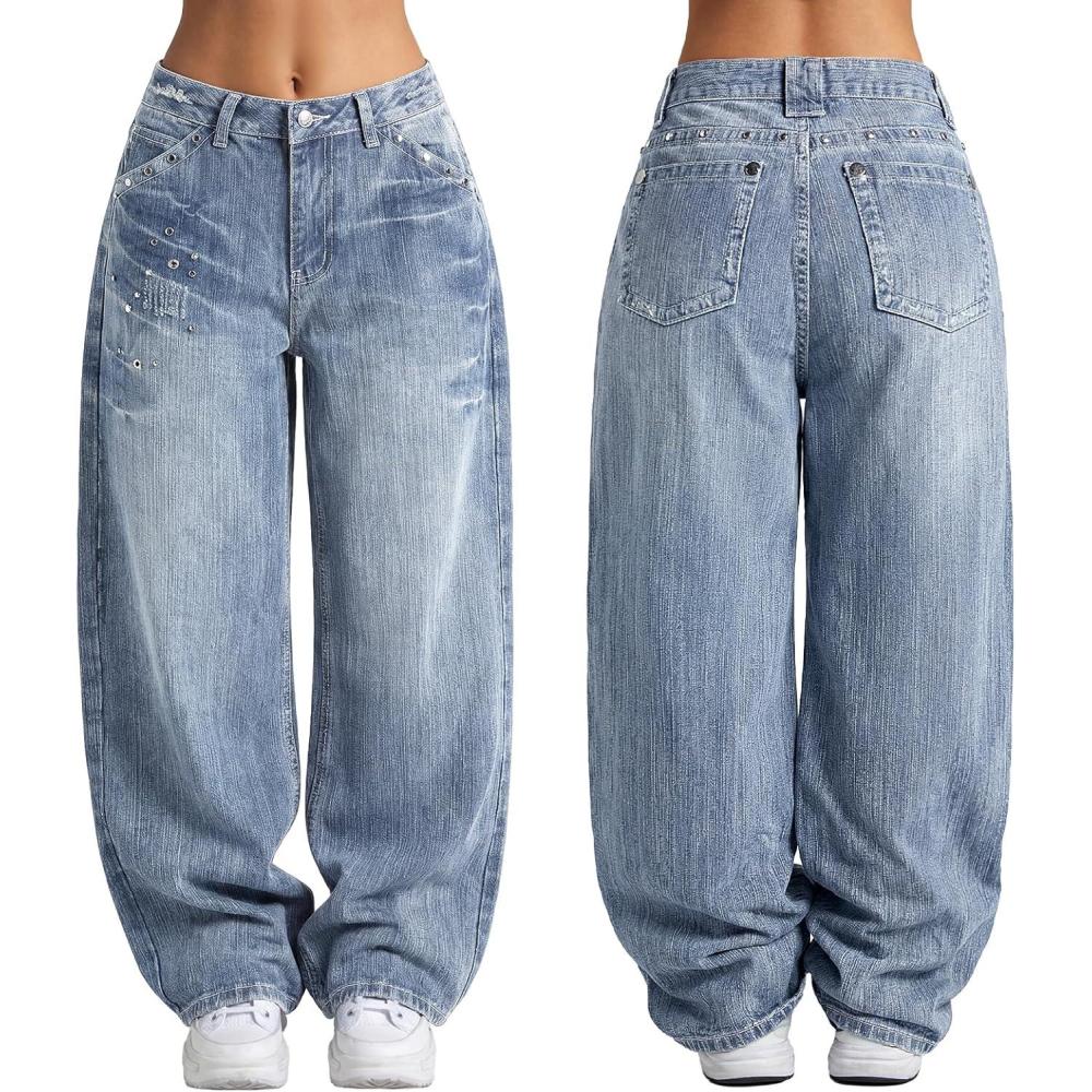 image:imageEMMIOL Women Boyfriends Hip Hop 90s Vintage Baggy Jeans Loose Denim Pants MidLow Waist JeansBb001light Blue