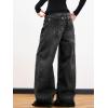 EMMIOL Women Boyfriends Hip Hop 90s Vintage Baggy Jeans Loose Denim Pants Mid-Low Waist Jeans(Bb001-black)