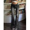 EMMIOL Women Mid-High Waisted Flare Jeans Y2K 90s Vintage Stretchy Bootcut Wide Leg Denim Pants Bell Bottom(Black)