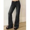 EMMIOL Women Mid-High Waisted Flare Jeans Y2K 90s Vintage Stretchy Bootcut Wide Leg Denim Pants Bell Bottom(Black-007)