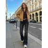 EMMIOL Women Mid-High Waisted Flare Jeans Y2K 90s Vintage Stretchy Bootcut Wide Leg Denim Pants Bell Bottom(Black-007)