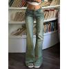 EMMIOL Women Mid-High Waisted Flare Jeans Y2K 90s Vintage Stretchy Bootcut Wide Leg Denim Pants Bell Bottom(Blue-green)