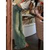 EMMIOL Women Mid-High Waisted Flare Jeans Y2K 90s Vintage Stretchy Bootcut Wide Leg Denim Pants Bell Bottom(Blue-green)