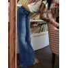 EMMIOL Women Mid-High Waisted Flare Jeans Y2K 90s Vintage Stretchy Bootcut Wide Leg Denim Pants Bell Bottom(Faded Denim)
