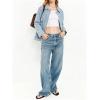 EMMIOL Womens Jean Jackets Long Sleeve Double-breasted Button Casual Denim Coat with Pockets(Z1- Light Blue)