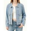 EMMIOL Womens Jean Jackets Long Sleeve Double-breasted Button Casual Denim Coat with Pockets(Z1- Light Blue)