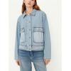 EMMIOL Womens Jean Jackets Long Sleeve Double-breasted Button Casual Denim Coat with Pockets(Z1- Light Blue)