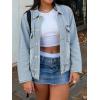 EMMIOL Womens Jean Jackets Long Sleeve Double-breasted Button Casual Denim Coat with Pockets(Z1- Light Blue)