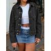 EMMIOL Womens Jean Jackets Long Sleeve Double-breasted Button Casual Denim Coat with Pockets(Z1-black)