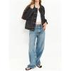 EMMIOL Womens Jean Jackets Long Sleeve Double-breasted Button Casual Denim Coat with Pockets(Z1-black)