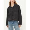 EMMIOL Womens Jean Jackets Long Sleeve Double-breasted Button Casual Denim Coat with Pockets(Z1-black)
