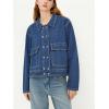 EMMIOL Womens Jean Jackets Long Sleeve Double-breasted Button Casual Denim Coat with Pockets(Z1-dark Blue)