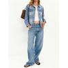 EMMIOL Womens Jean Jackets Long Sleeve Double-breasted Button Casual Denim Coat with Pockets(Z2-sky Blue)