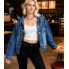 EMMIOL Womens Jean Jackets Long Sleeve Double-breasted Button Casual Denim Coat with Pockets(Z3-dark Blue)