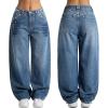 EMMIOL Women Boyfriends Hip Hop 90s Vintage Baggy Jeans Loose Denim Pants Mid-Low Waist Jeans(Bb002-blue)
