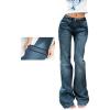EMMIOL Women Mid-High Waisted Flare Jeans Y2K 90s Vintage Stretchy Bootcut Wide Leg Denim Pants Bell Bottom(Dark Blue)