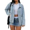 EMMIOL Womens Jean Jackets Long Sleeve Double-breasted Button Casual Denim Coat with Pockets(Z1- Light Blue)
