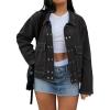 EMMIOL Womens Jean Jackets Long Sleeve Double-breasted Button Casual Denim Coat with Pockets(Z1-black)