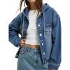 EMMIOL Womens Jean Jackets Long Sleeve Double-breasted Button Casual Denim Coat with Pockets(Z3-dark Blue)