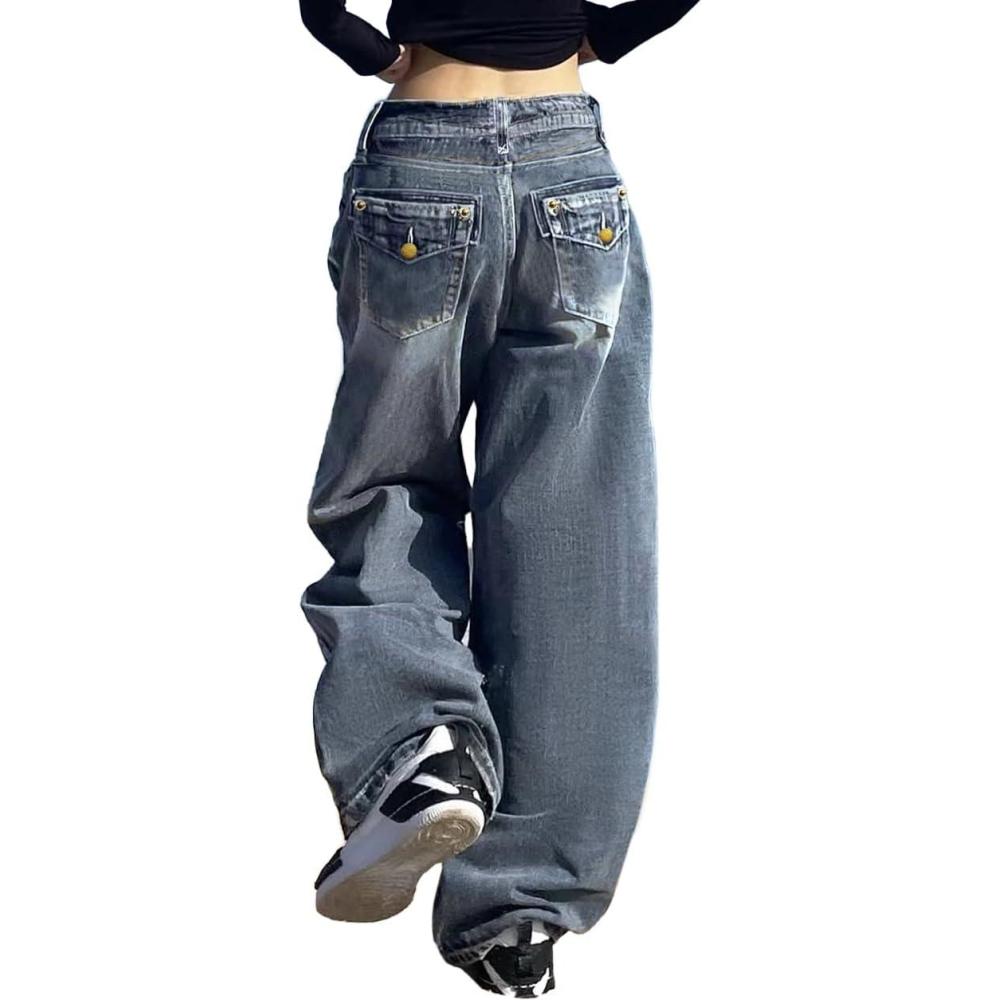 image:imageEMMIOL Baggy Jeans for Women Wide Leg Jeans Plus Size Boyfriends Denim Pants Y2K Vintage StyleBlue