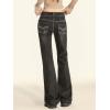 EMMIOL Mid-Low Rise Flare Jeans for Women, Y2K Baggy Boot Cut Flared Bootcut Wide Leg Womens Denim Pants Stretch(005-black)