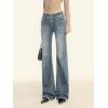 EMMIOL Mid-Low Rise Flare Jeans for Women, Y2K Baggy Boot Cut Flared Bootcut Wide Leg Womens Denim Pants Stretch(005-retro Blue)