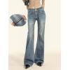 EMMIOL Mid-Low Rise Flare Jeans for Women, Y2K Baggy Boot Cut Flared Bootcut Wide Leg Womens Denim Pants Stretch(005-retro Blue)