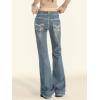 EMMIOL Mid-Low Rise Flare Jeans for Women, Y2K Baggy Boot Cut Flared Bootcut Wide Leg Womens Denim Pants Stretch(005-retro Blue)