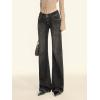EMMIOL Mid-Low Rise Flare Jeans for Women, Y2K Baggy Boot Cut Flared Bootcut Wide Leg Womens Denim Pants Stretch(Black+low Rise)
