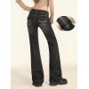 EMMIOL Mid-Low Rise Flare Jeans for Women, Y2K Baggy Boot Cut Flared Bootcut Wide Leg Womens Denim Pants Stretch(Black+low Rise)