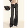 EMMIOL Mid-Low Rise Flare Jeans for Women, Y2K Baggy Boot Cut Flared Bootcut Wide Leg Womens Denim Pants Stretch(Black+low Rise)