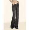 EMMIOL Mid-Low Rise Flare Jeans for Women, Y2K Baggy Boot Cut Flared Bootcut Wide Leg Womens Denim Pants Stretch(Black+low Rise)
