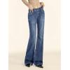 EMMIOL Mid-Low Rise Flare Jeans for Women, Y2K Baggy Boot Cut Flared Bootcut Wide Leg Womens Denim Pants Stretch(Mid Blue)