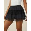 EMMIOL Ruffle Mini Skirt for Women – Summer Flowy Lace Layered Skorts Cute Pleated Tiered Casual Short Skirts Built-in Shorts(Black)