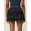 EMMIOL Ruffle Mini Skirt for Women – Summer Flowy Lace Layered Skorts Cute Pleated Tiered Casual Short Skirts Built-in Shorts(Black)