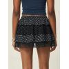 EMMIOL Ruffle Mini Skirt for Women – Summer Flowy Lace Layered Skorts Cute Pleated Tiered Casual Short Skirts Built-in Shorts(Black-2)