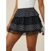 EMMIOL Ruffle Mini Skirt for Women – Summer Flowy Lace Layered Skorts Cute Pleated Tiered Casual Short Skirts Built-in Shorts(Black-2)