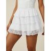 EMMIOL Ruffle Mini Skirt for Women – Summer Flowy Lace Layered Skorts Cute Pleated Tiered Casual Short Skirts Built-in Shorts(White)