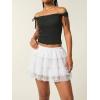 EMMIOL Ruffle Mini Skirt for Women – Summer Flowy Lace Layered Skorts Cute Pleated Tiered Casual Short Skirts Built-in Shorts(White)