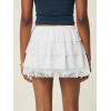 EMMIOL Ruffle Mini Skirt for Women – Summer Flowy Lace Layered Skorts Cute Pleated Tiered Casual Short Skirts Built-in Shorts(White)