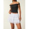 EMMIOL Ruffle Mini Skirt for Women – Summer Flowy Lace Layered Skorts Cute Pleated Tiered Casual Short Skirts Built-in Shorts(White-2)