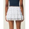 EMMIOL Ruffle Mini Skirt for Women – Summer Flowy Lace Layered Skorts Cute Pleated Tiered Casual Short Skirts Built-in Shorts(White-2)